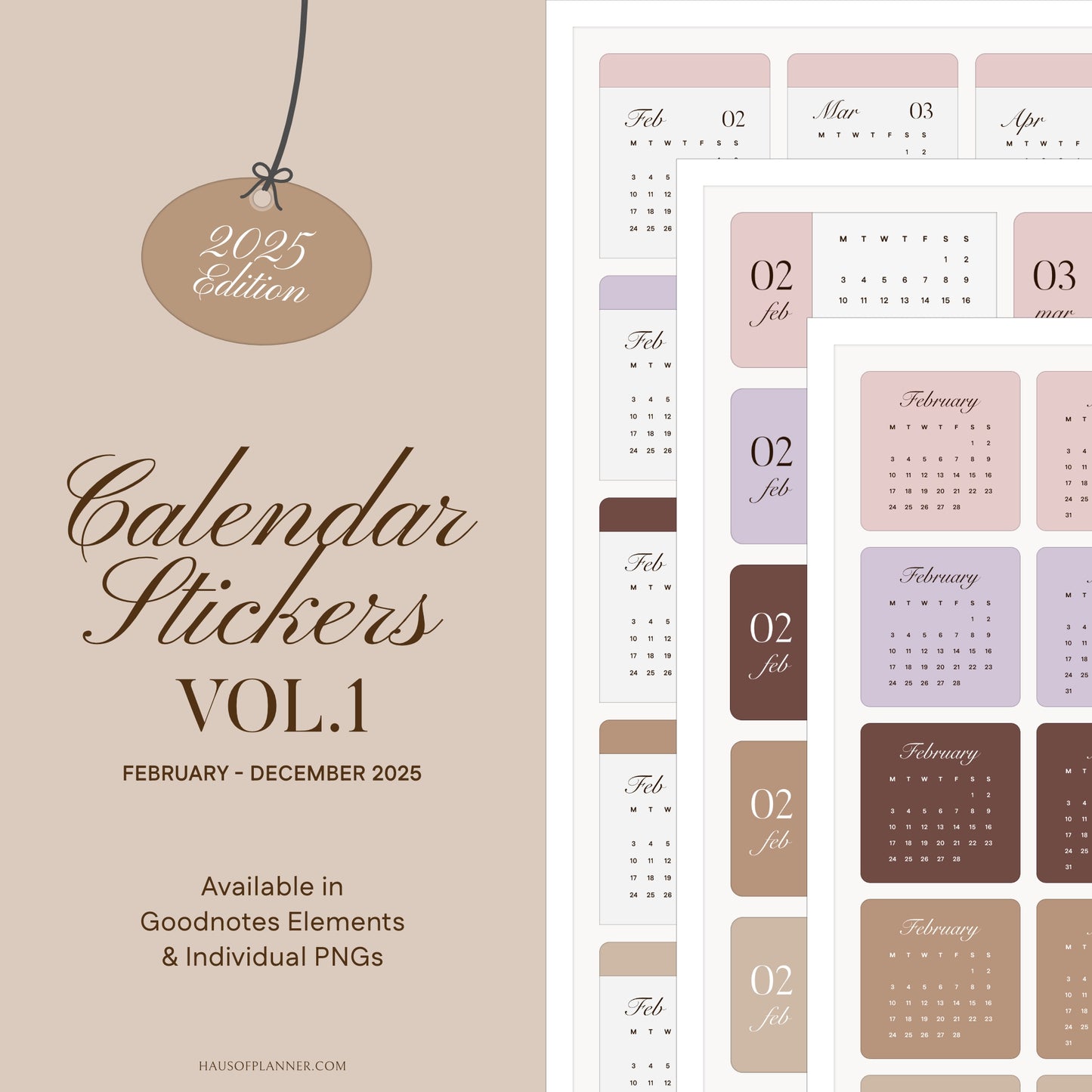2025 Calendar Digital Stickers Vol.1