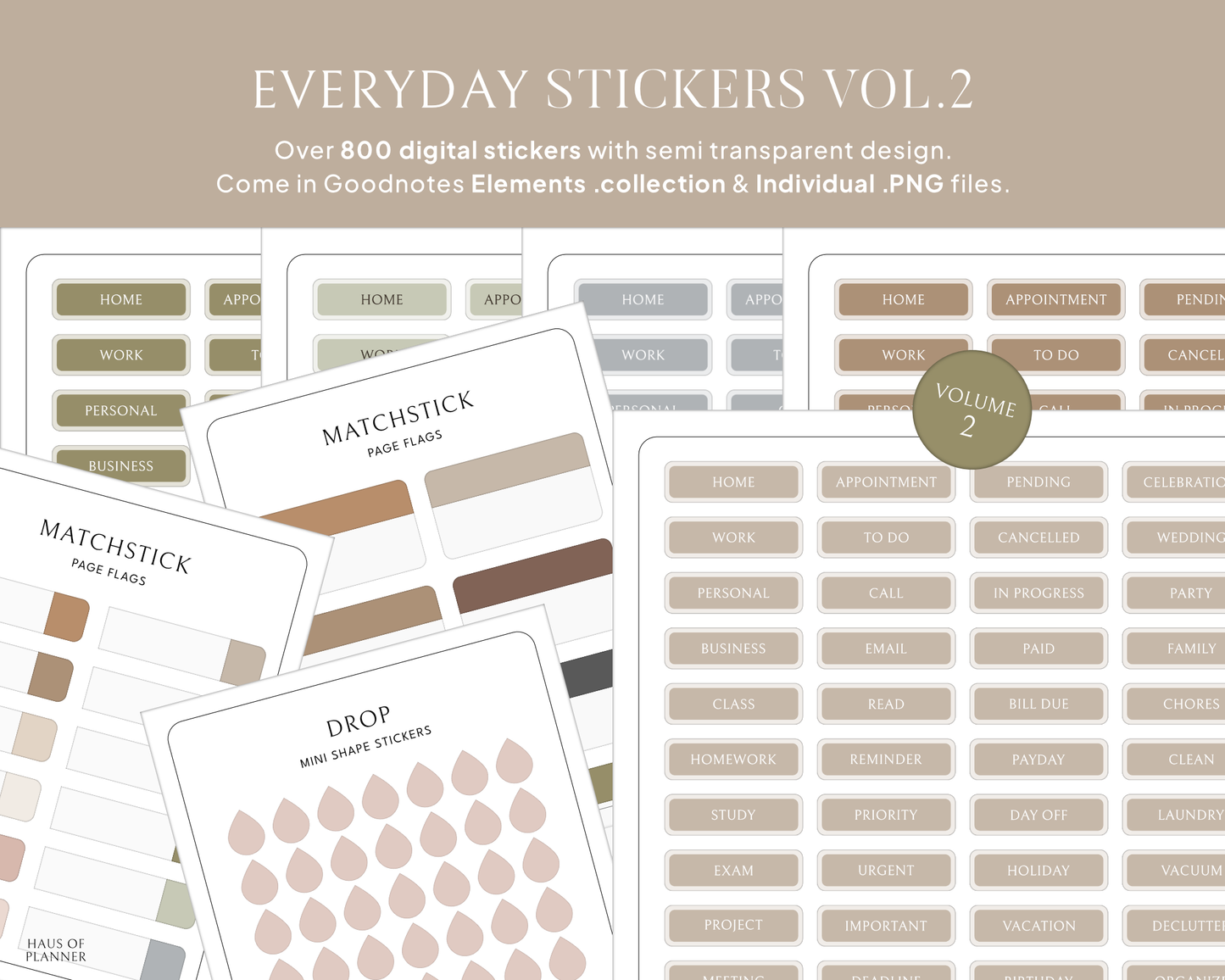 Everyday Digital Stickers Vol.2 | Neutral