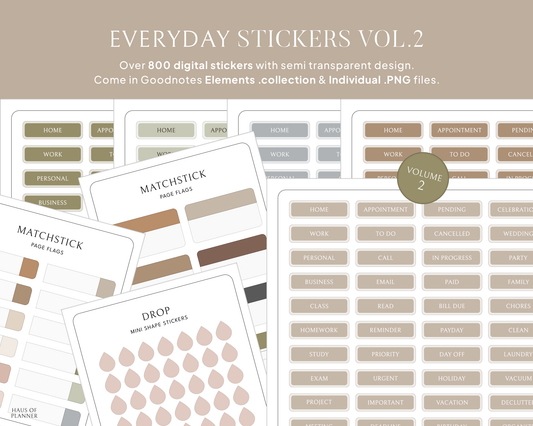 Everyday Digital Stickers Vol.2 | Neutral