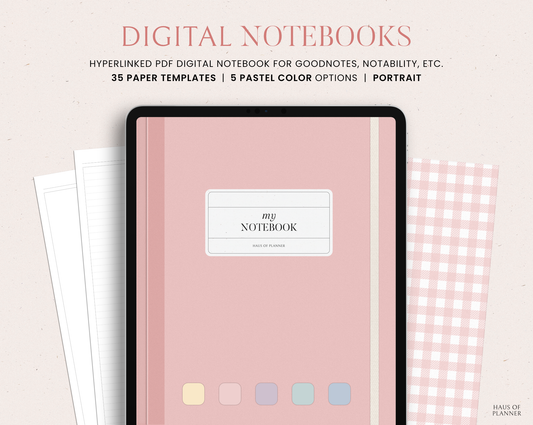 12 Subject Digital Notebooks | Portrait | 5 Pastel Colors