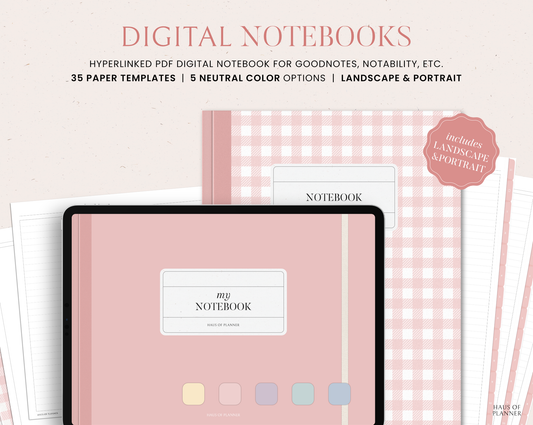 12 Subject Digital Notebooks | Bundle Landscape & Portrait | 5 Pastel Colors