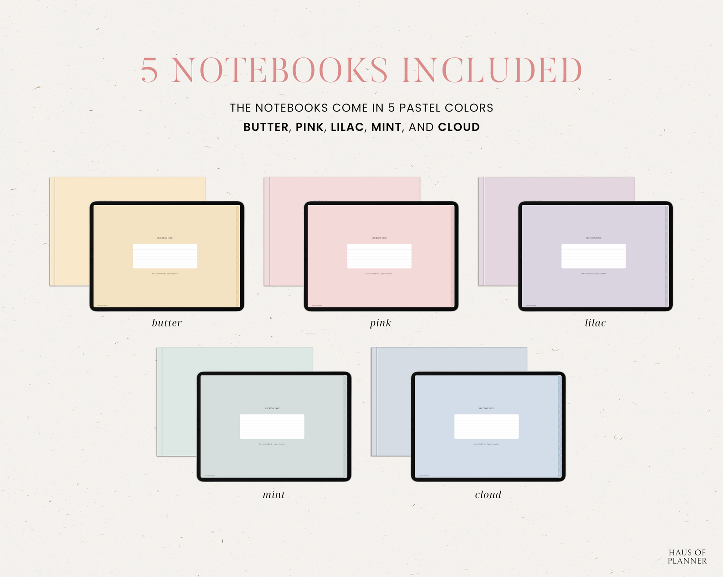 12 Subject Digital Notebooks | Landscape | 5 Pastel Colors