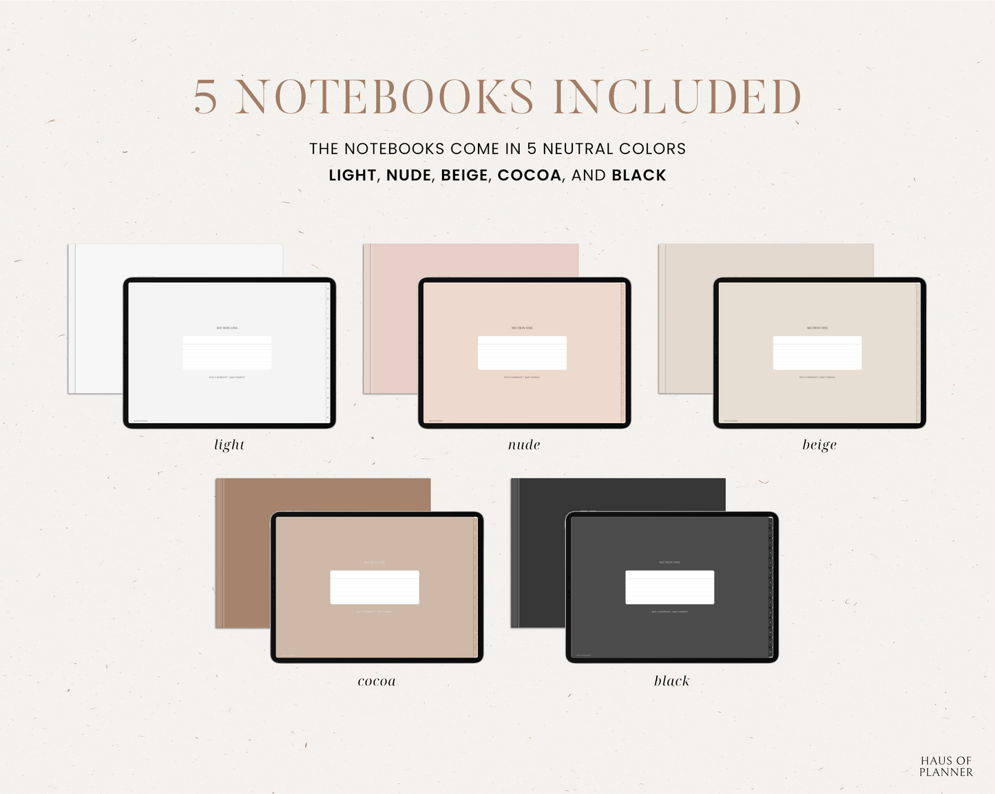 12 Subject Digital Notebooks | Landscape | 5 Neutral Colors