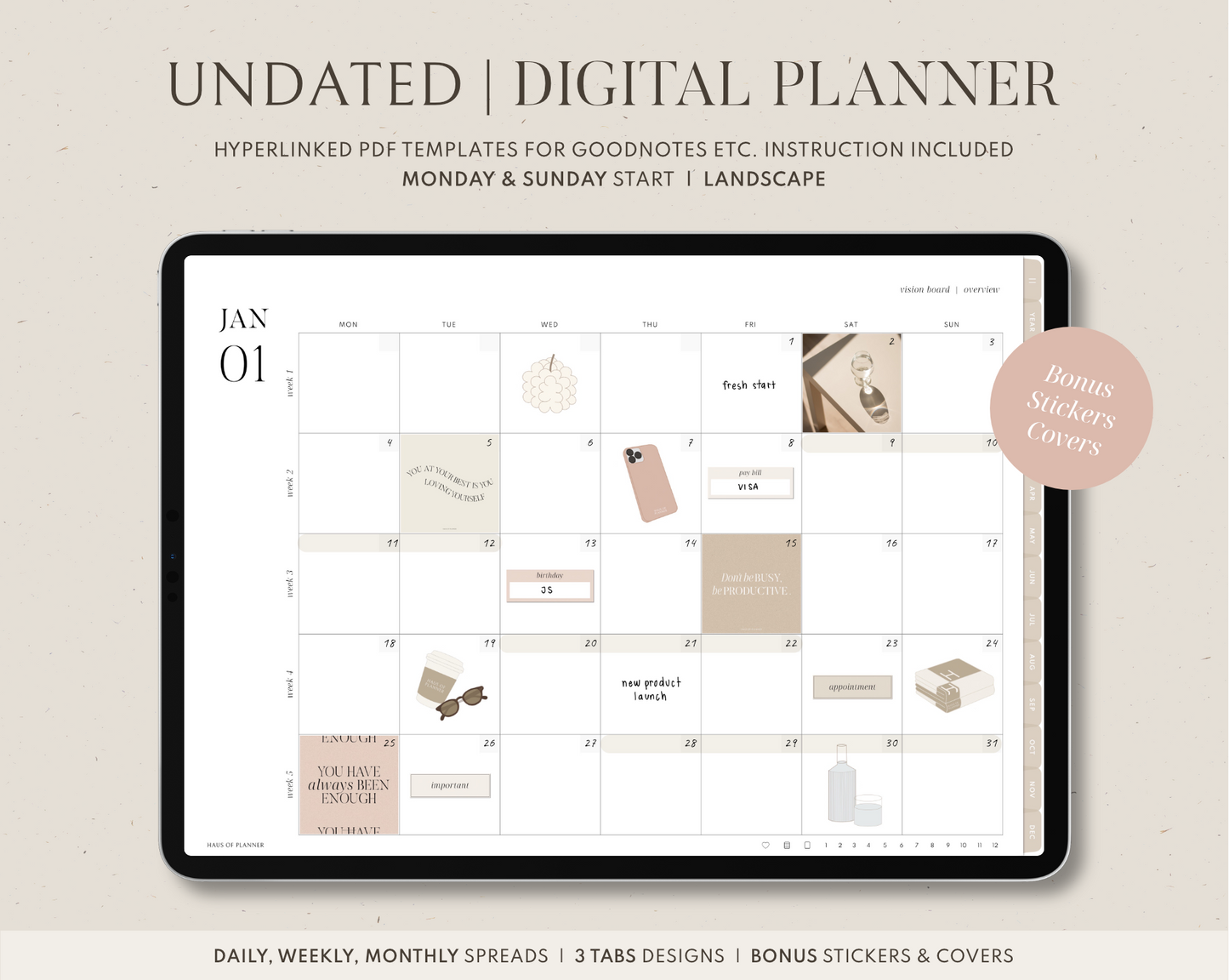 Undated Digital Planner | Landscape