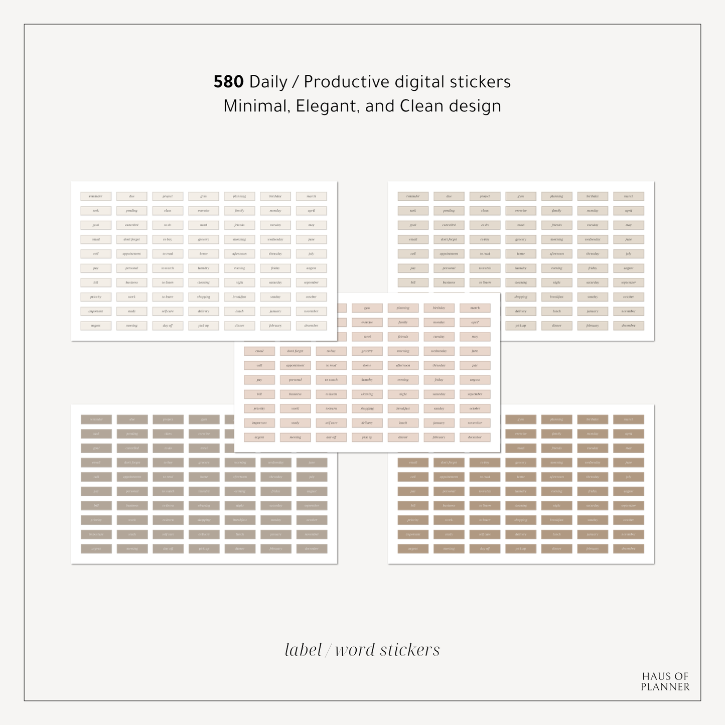 Daily / Productive Digital Stickers | 5 Neutral Colors