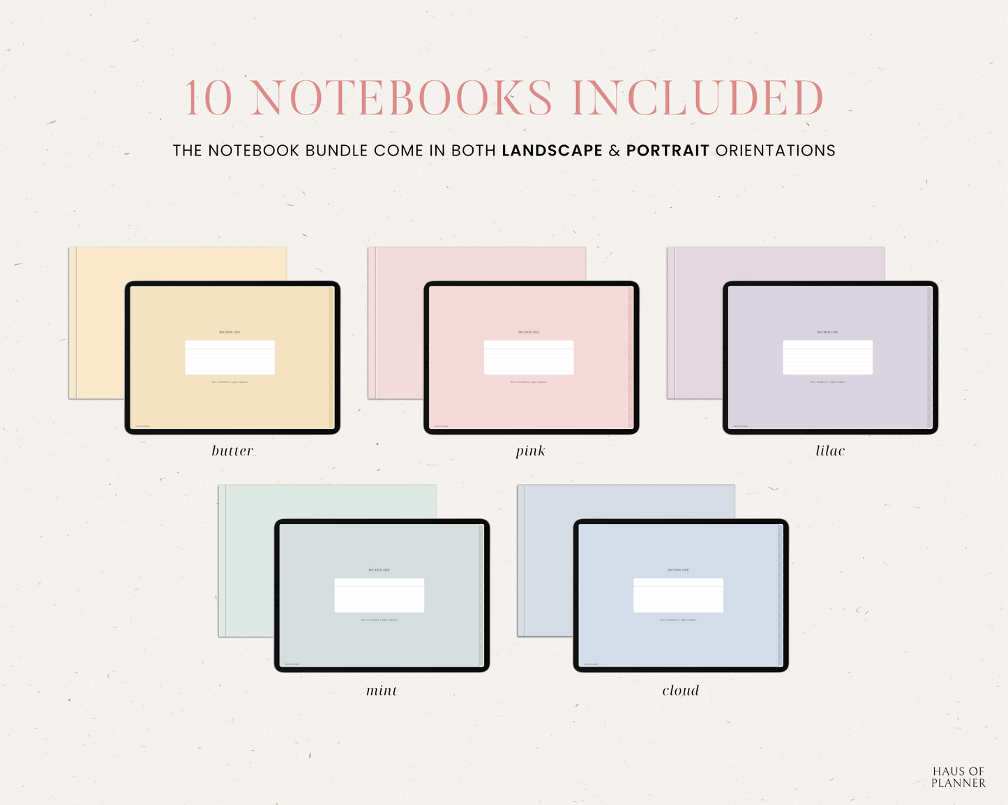 12 Subject Digital Notebooks | Bundle Landscape & Portrait | 5 Pastel Colors