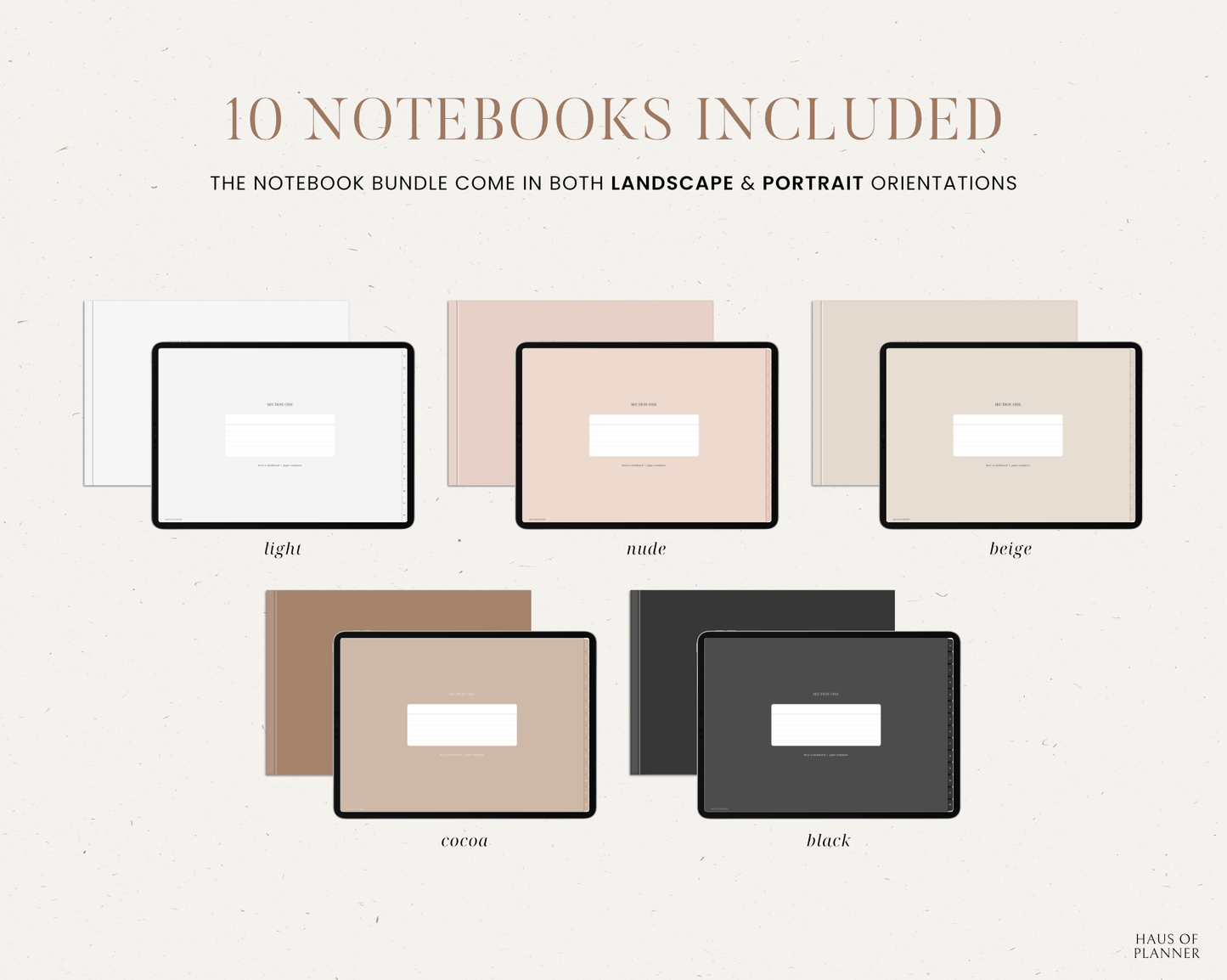 12 Subject Digital Notebooks | Bundle Landscape & Portrait | 5 Neutral Colors