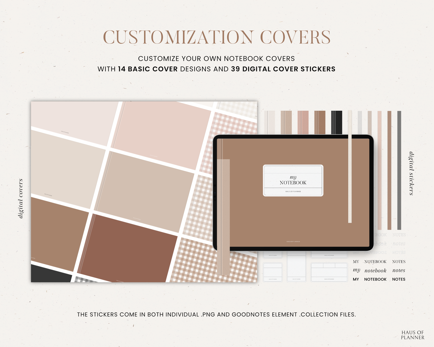 12 Subject Digital Notebooks | Bundle Landscape & Portrait | 5 Neutral Colors