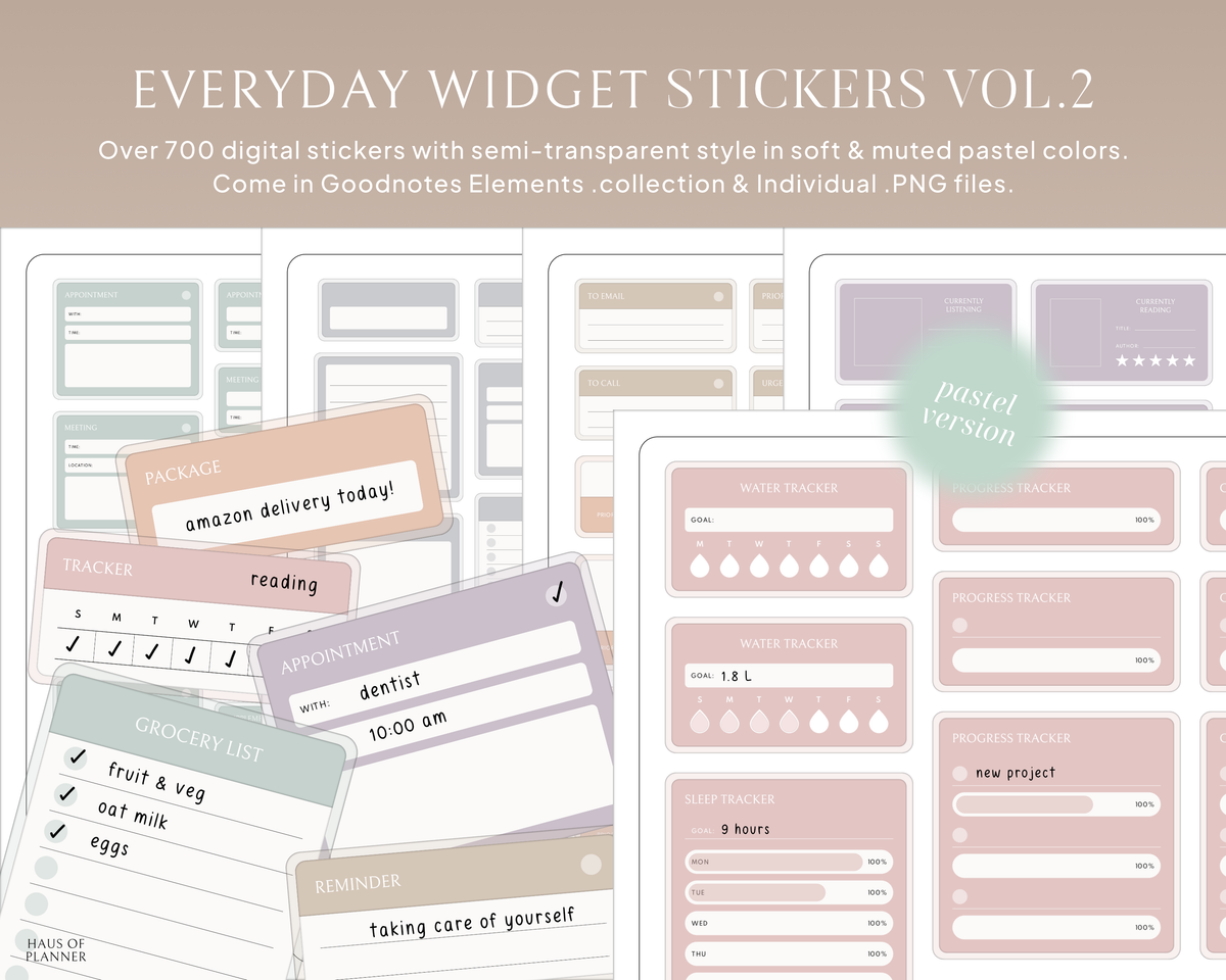 Sticker Widget Everyday Widget Digital Stickers Vol.2 | Pastel – Haus of Planner