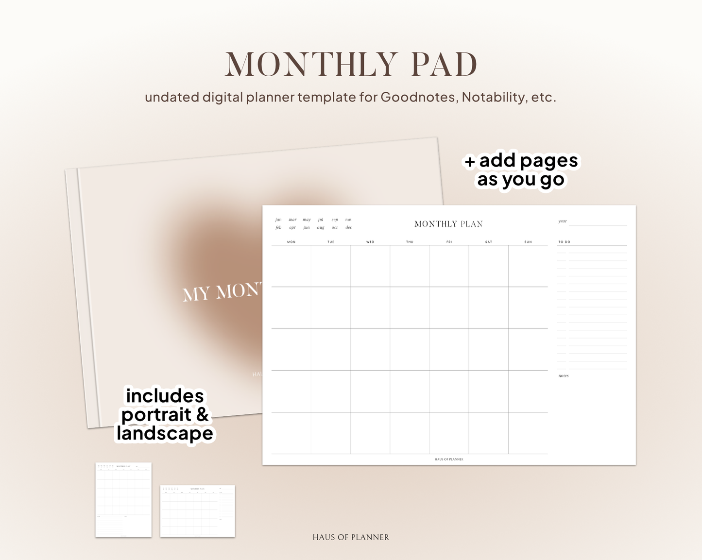 Undated Monthly Pad