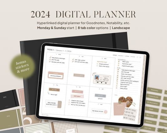 Digital Monthly Planner — 2024 Digital Planners by MADEtoPLAN