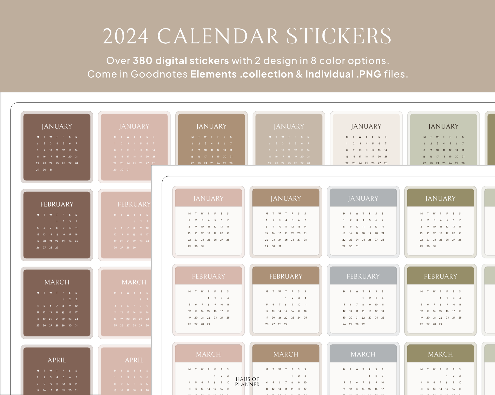 2025 Calendar Digital Stickers Haus of Planner