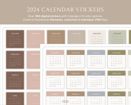 2024 Calendar Digital Stickers