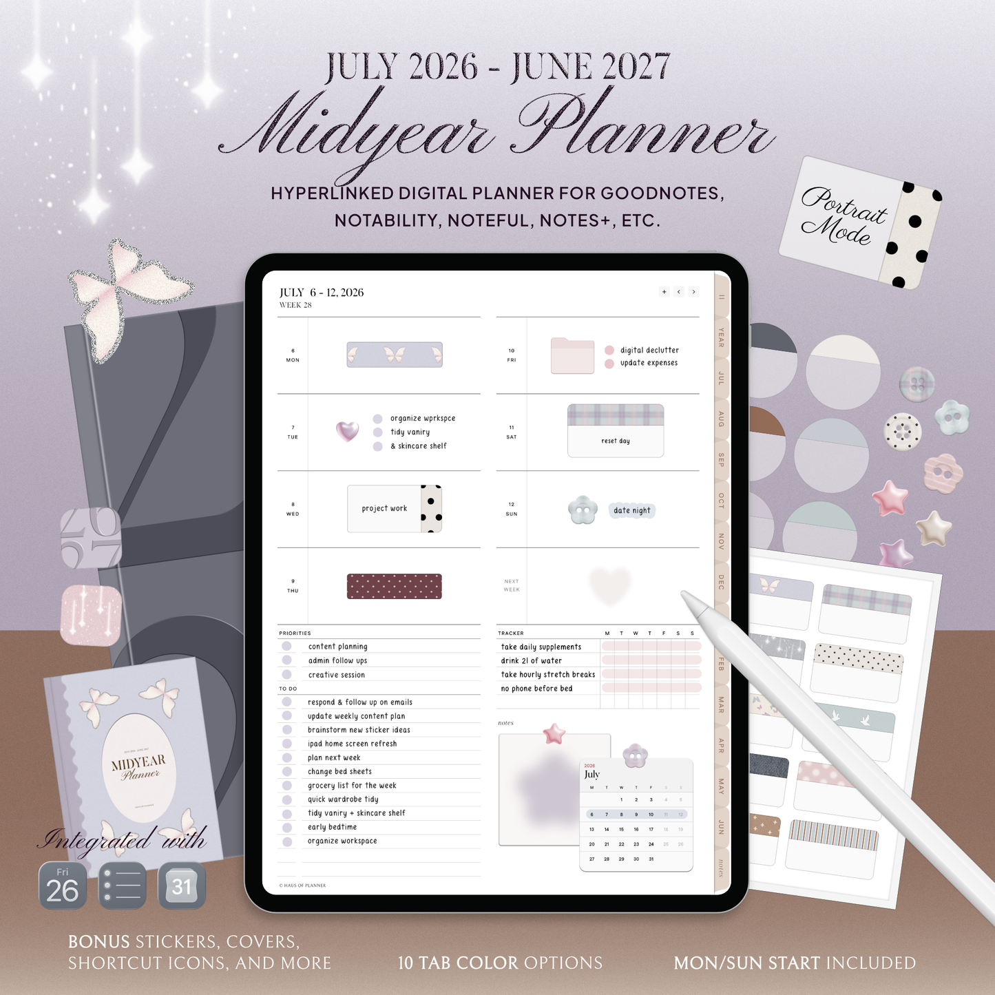 2026-27 Midyear Digital Planner | Portrait