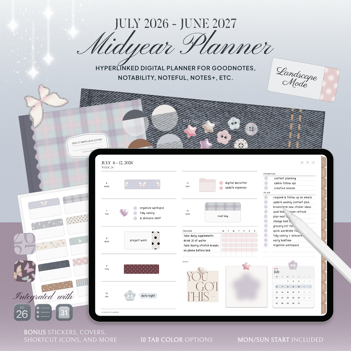 2026-27 Midyear Digital Planner | Landscape