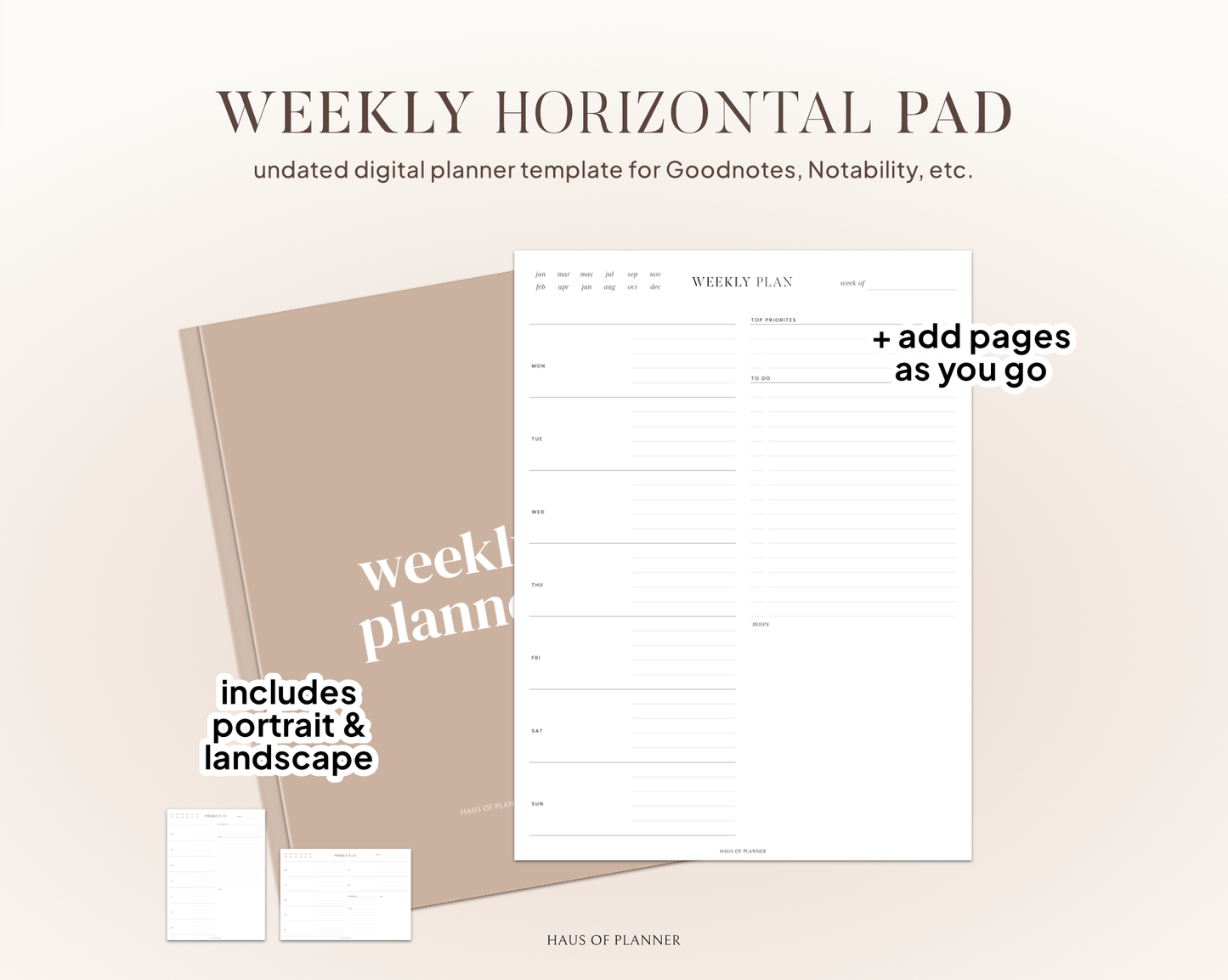 Undated Weekly Pad | Horizontal