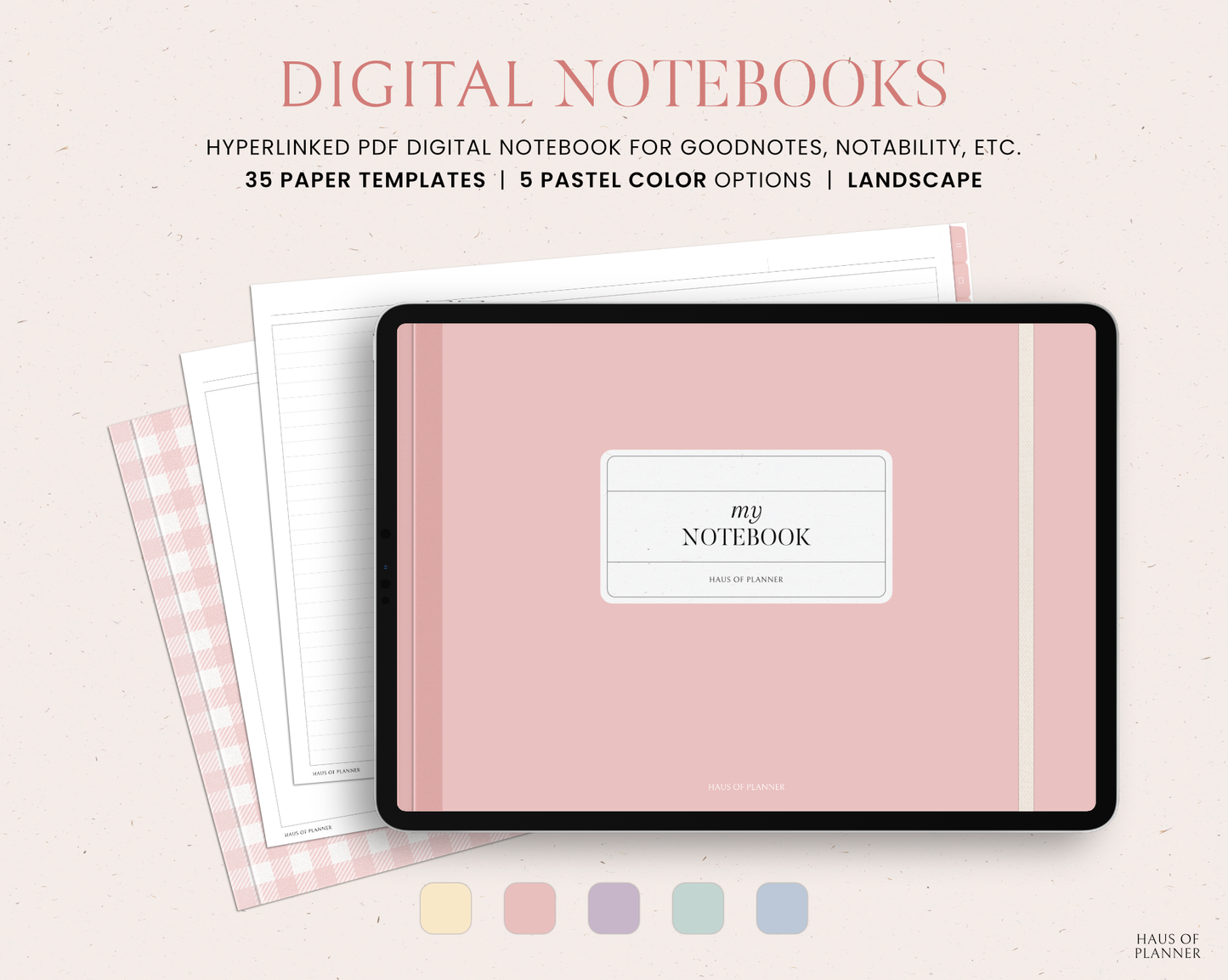 12 Subject Digital Notebooks | Landscape | 5 Pastel Colors