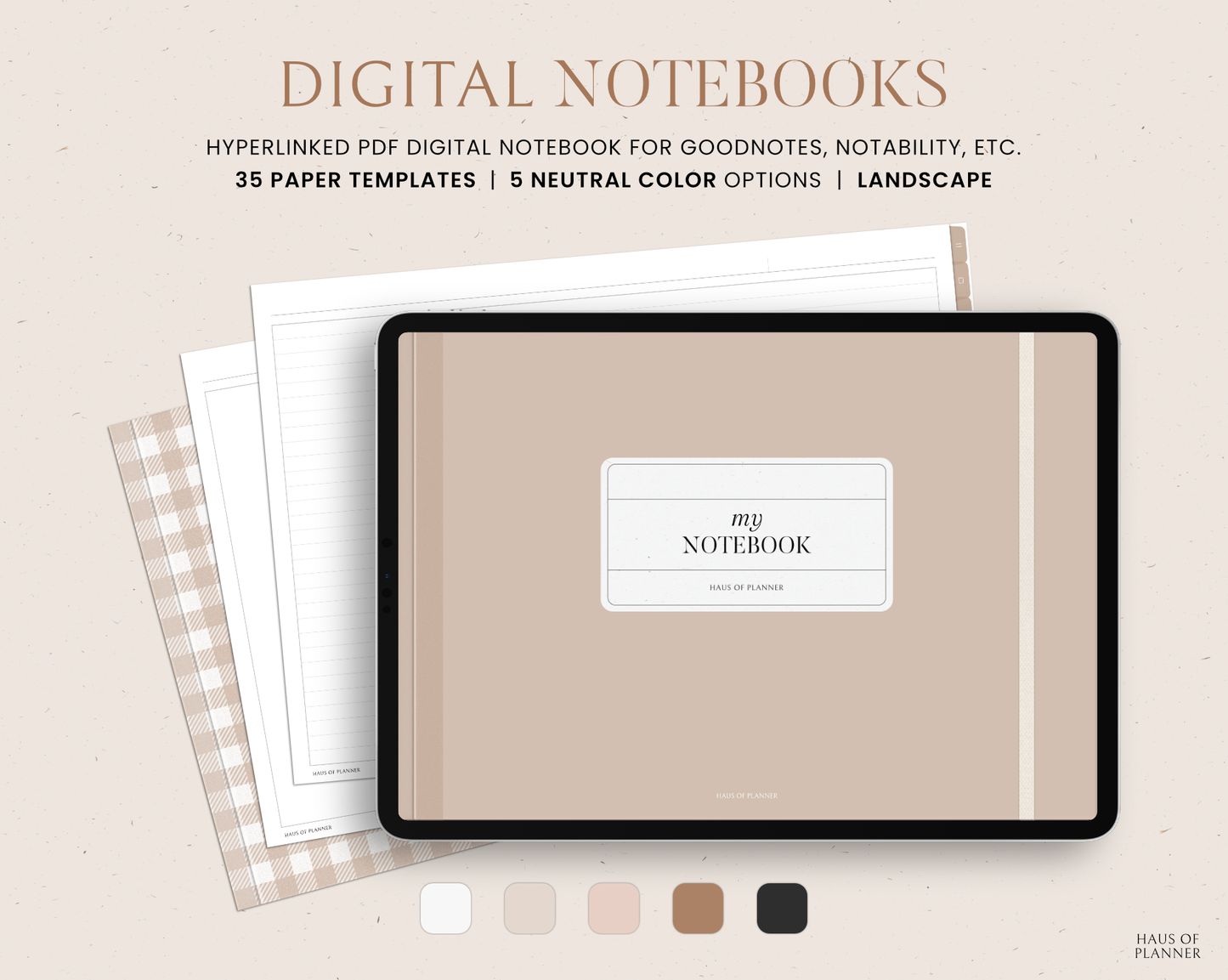 12 Subject Digital Notebooks | Landscape | 5 Neutral Colors