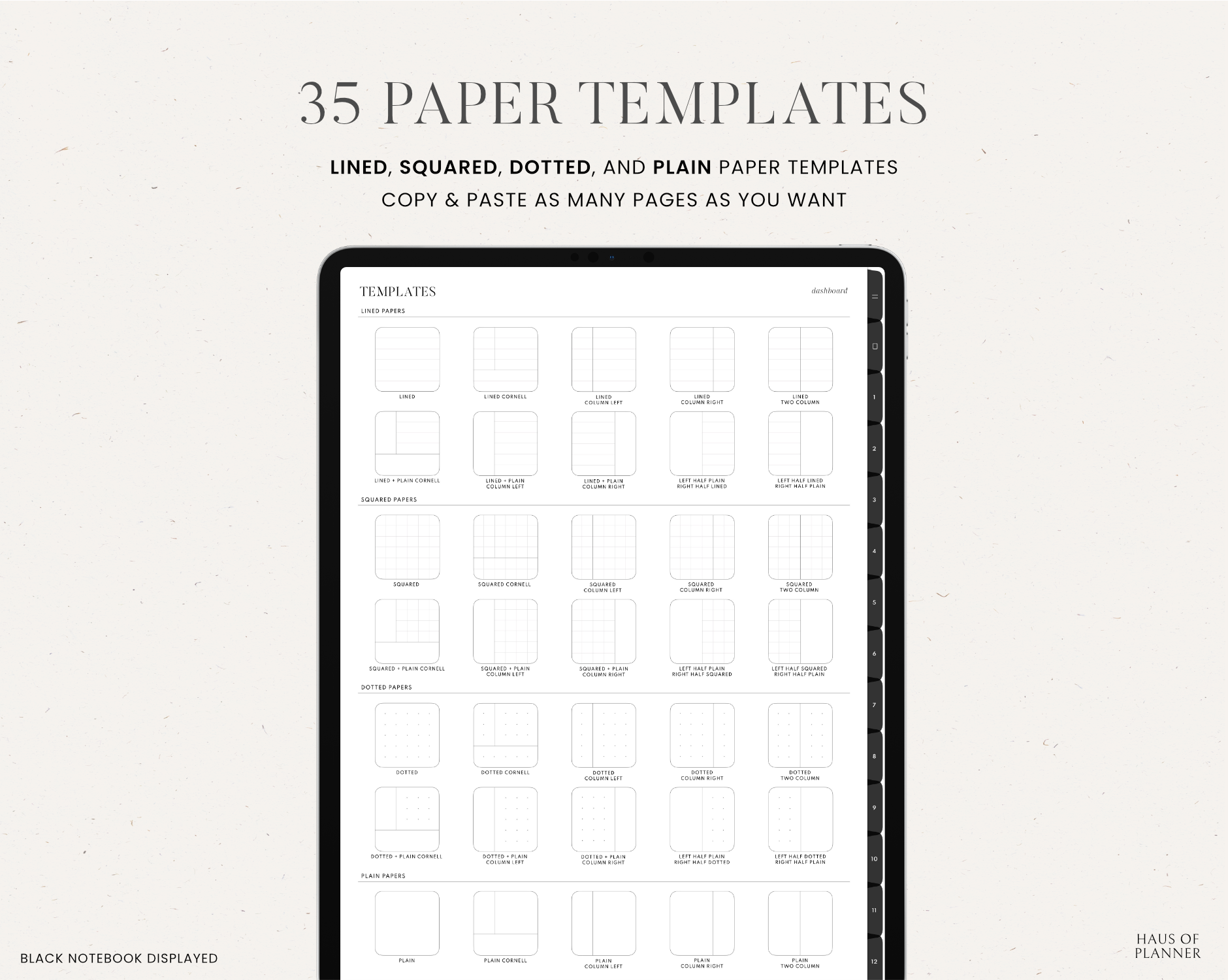 12 Subject Digital Notebooks | Portrait | 5 Neutral Colors