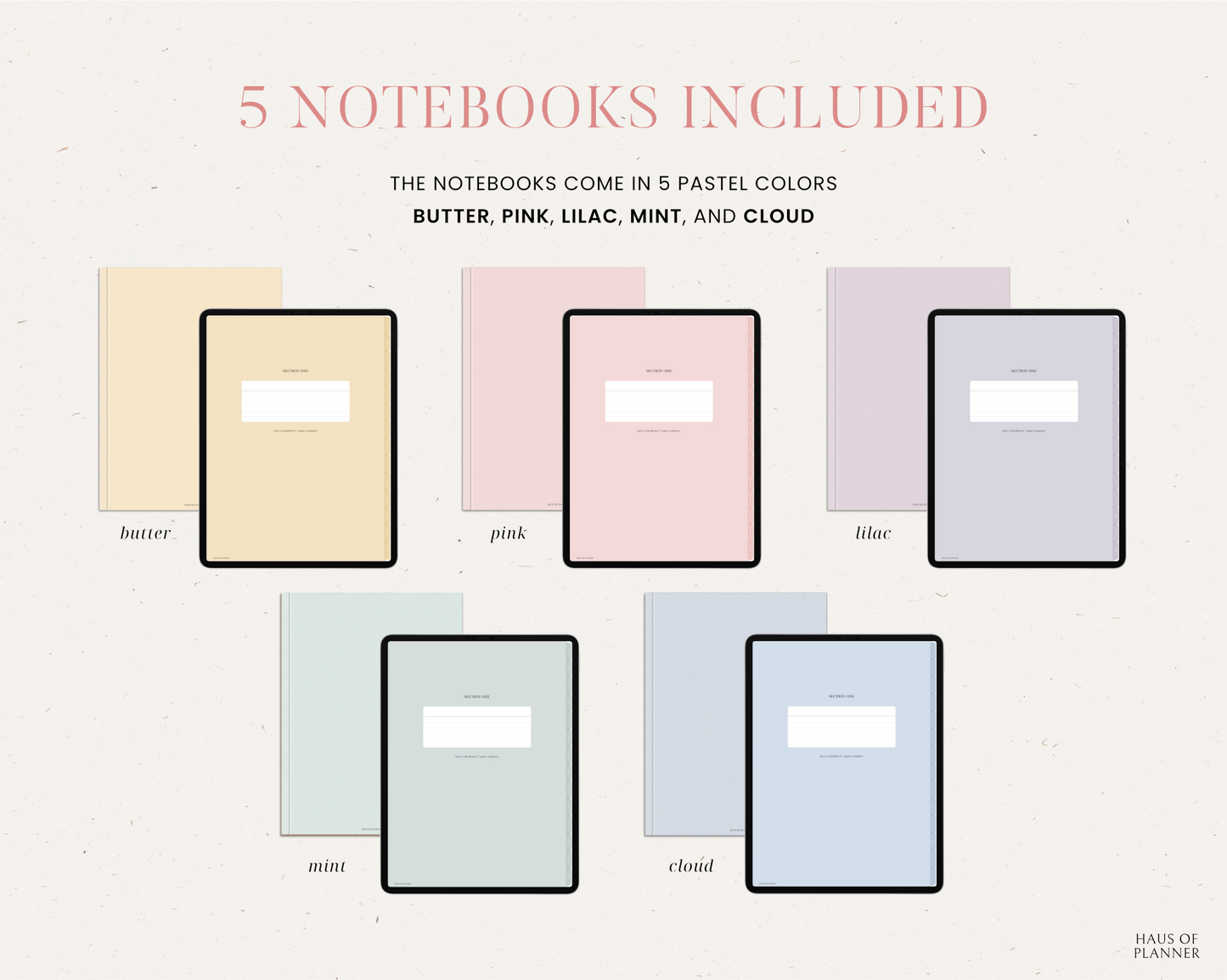 12 Subject Digital Notebooks | Portrait | 5 Pastel Colors