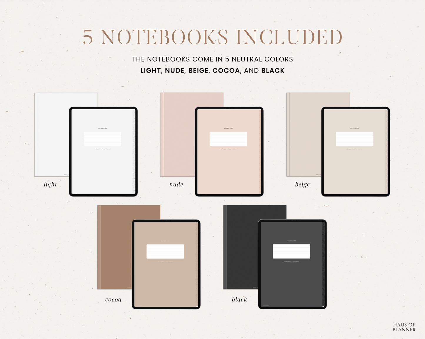 12 Subject Digital Notebooks | Portrait | 5 Neutral Colors