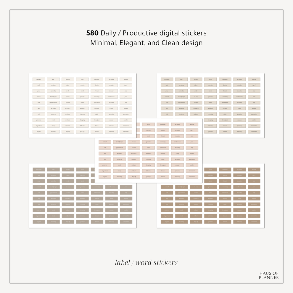 Daily / Productive Digital Stickers | 5 Neutral Colors – Haus of Planner