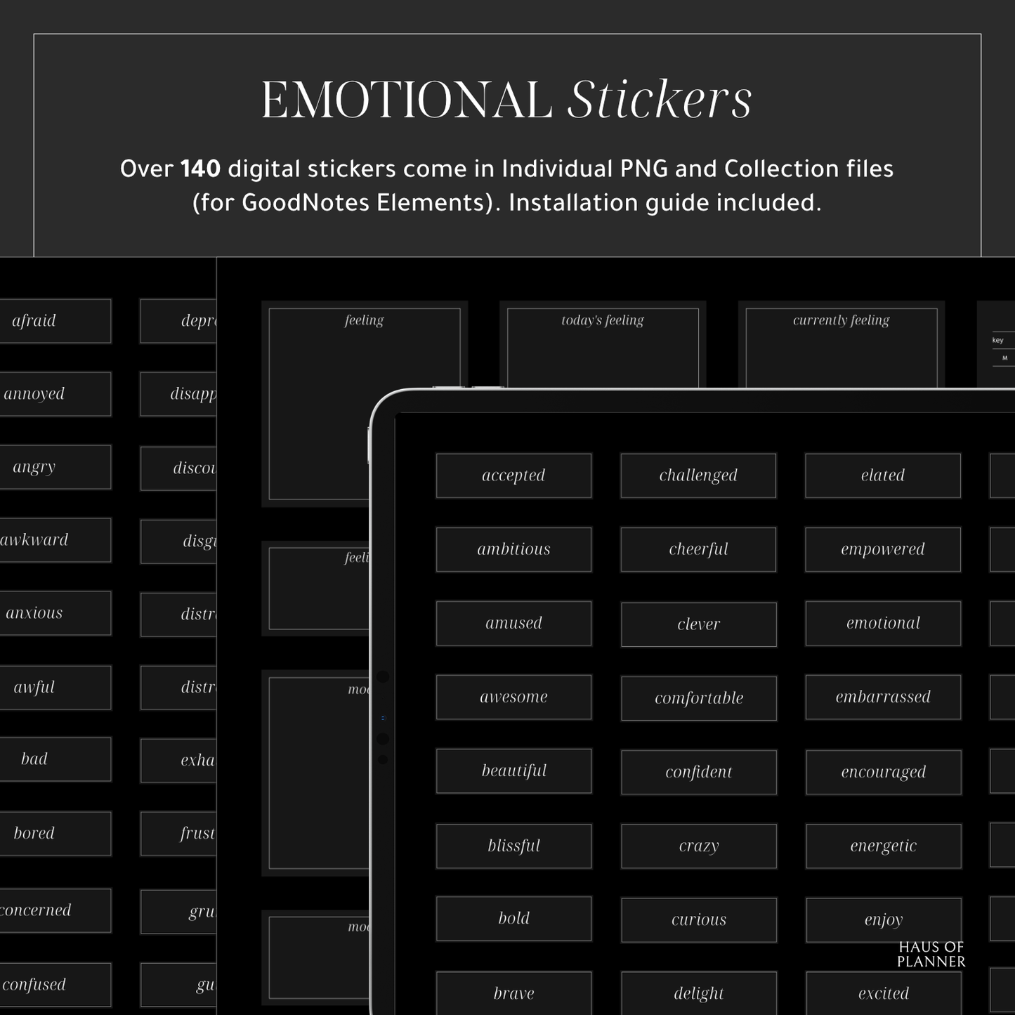 Emotions Digital Stickers | Dark Mode