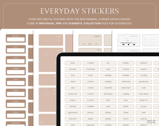 Everyday Digital Stickers | 5 Neutral Colors