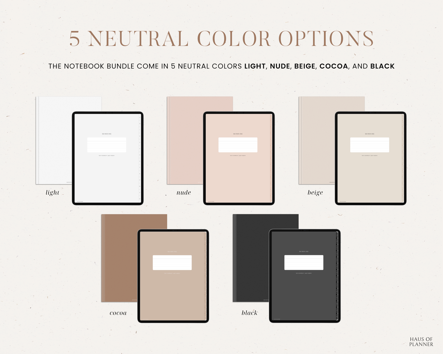 12 Subject Digital Notebooks | Bundle Landscape & Portrait | 5 Neutral Colors